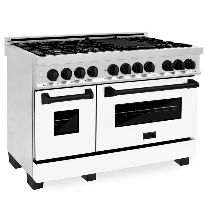 ZLINE 48" Autograph Edition, Dual Fuel Range, White Door, RAZ - WM - 48 - MB - Farmhouse Kitchen and Bath
