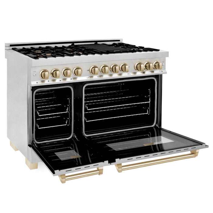 ZLINE 48" Autograph Edition, Dual Fuel Stainless Steel Range, RAZ - 48 - G - Farmhouse Kitchen and Bath