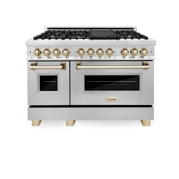 ZLINE 48" Autograph Edition, Dual Fuel Stainless Steel Range, RAZ - 48 - G - Farmhouse Kitchen and Bath