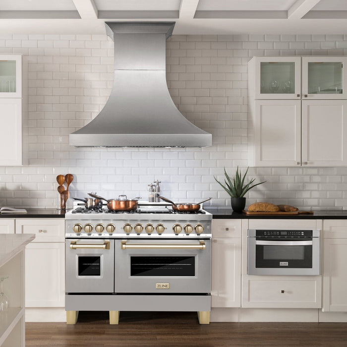 ZLINE 48" Autograph Edition, Dual Fuel Stainless Steel Range, RAZ - 48 - G - Farmhouse Kitchen and Bath