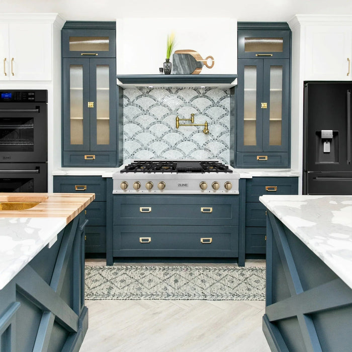 ZLINE 48" Autograph Edition, Rangetop, DuraSnow, RTSZ - 48 - CB - Farmhouse Kitchen and Bath