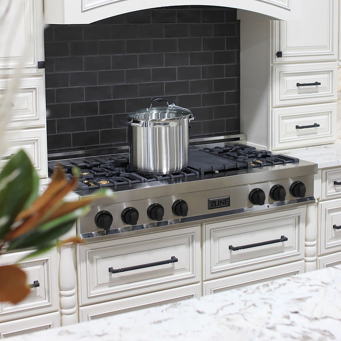 ZLINE 48" Autograph Porcelain Rangetop, Stainless, Gold, RTZ - 48 - MB - Farmhouse Kitchen and Bath