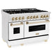 ZLINE 48" Autograph, Range Dual Fuel, DuraSnow, White Door, RASZ - WM - 48 - G - Farmhouse Kitchen and Bath