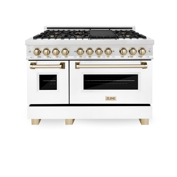 ZLINE 48" Autograph, Range Dual Fuel, DuraSnow, White Door, RASZ - WM - 48 - G - Farmhouse Kitchen and Bath
