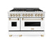 ZLINE 48" Autograph, Range Dual Fuel, DuraSnow, White Door, RASZ - WM - 48 - G - Farmhouse Kitchen and Bath