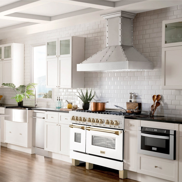 ZLINE 48" Autograph, Range Dual Fuel, DuraSnow, White Door, RASZ - WM - 48 - G - Farmhouse Kitchen and Bath