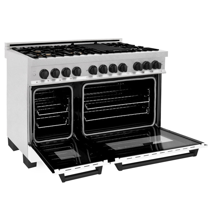 ZLINE 48" Autograph, Range, Dual Fuel, White door, RASZ - WM - 48 - MB - Farmhouse Kitchen and Bath