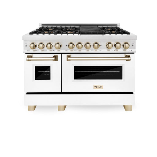 ZLINE 48" Autograph, Range, Dual Fuel, White Matte Door RAZ - WM - 48 - G - Farmhouse Kitchen and Bath