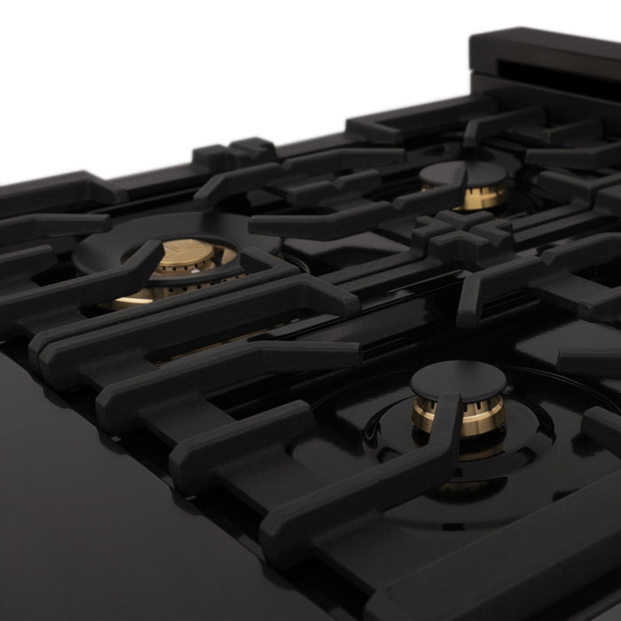 ZLINE 48" Autograph Rangetop, Black Stainless, Gold Accents, RTBZ - 48 - G - Farmhouse Kitchen and Bath