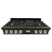 ZLINE 48" Autograph Rangetop, Black Stainless, Gold Accents, RTBZ - 48 - G - Farmhouse Kitchen and Bath