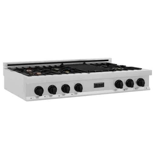 ZLINE 48" Autograph Rangetop, DuraSnow, Gold Accents RTSZ - 48 - MB - Farmhouse Kitchen and Bath
