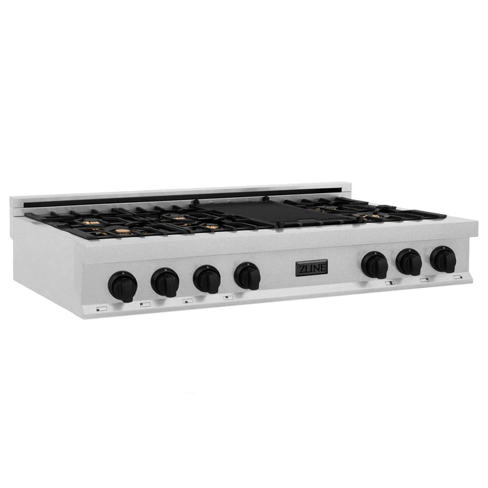 ZLINE 48" Autograph Rangetop, DuraSnow, Gold Accents RTSZ - 48 - MB - Farmhouse Kitchen and Bath