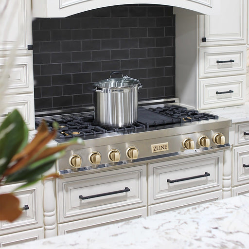 ZLINE 48" Autograph Rangetop, Stainless, Bronze Accents, RTZ - 48 - CB - Farmhouse Kitchen and Bath
