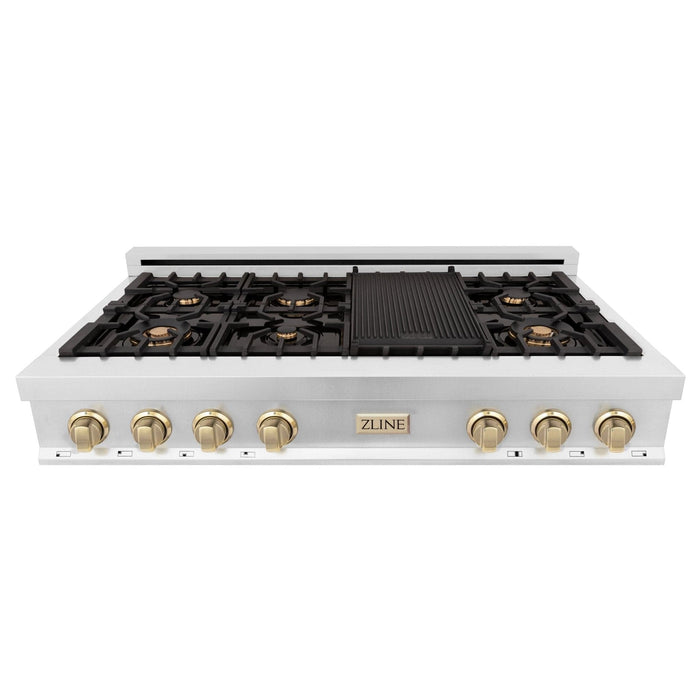 ZLINE 48" Autograph Rangetop, Stainless, Bronze Accents, RTZ - 48 - CB - Farmhouse Kitchen and Bath