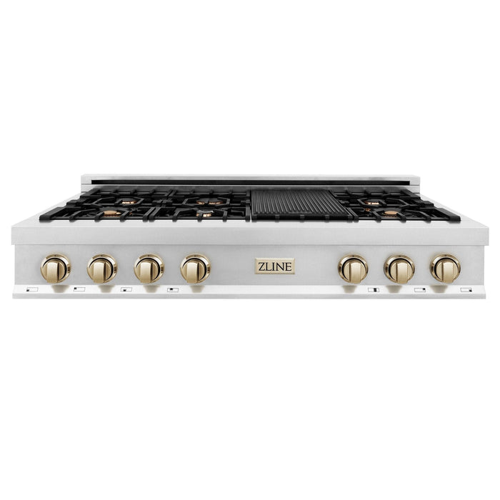 ZLINE 48" Autograph Rangetop, Stainless, Bronze Accents, RTZ - 48 - CB - Farmhouse Kitchen and Bath