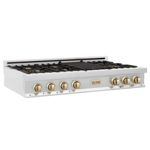 ZLINE 48" Autograph Rangetop, Stainless, Gold Accents, RTZ - 48 - G - Farmhouse Kitchen and Bath