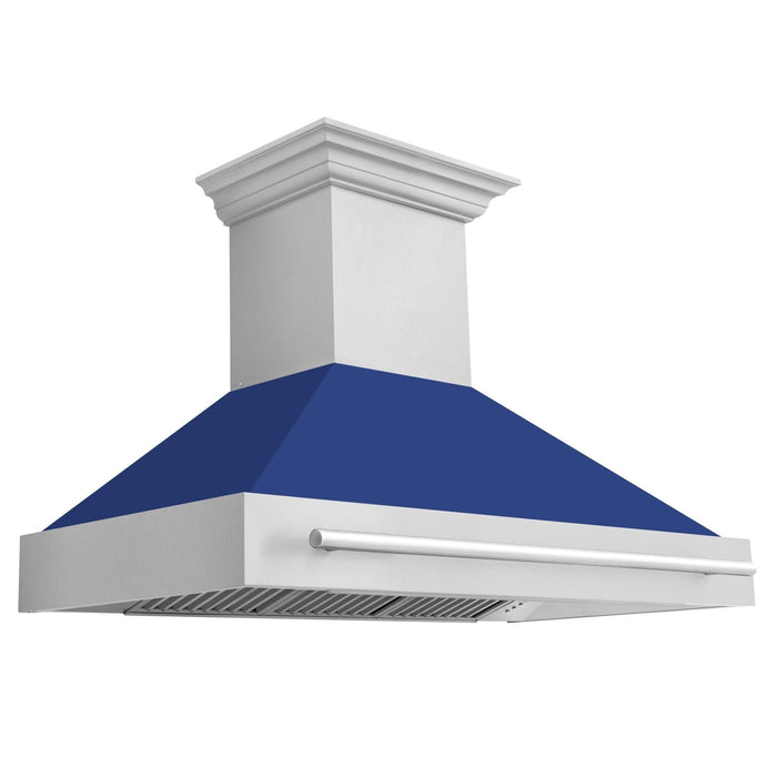 ZLINE 48" Autograph Stainless Blue Matt Wall Range Hood, 8654STX - BM - 48 - Farmhouse Kitchen and Bath