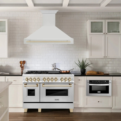 ZLINE 48" Autograph Stainless Wall Range Hood, 8654STZ - 48 - G - Farmhouse Kitchen and Bath