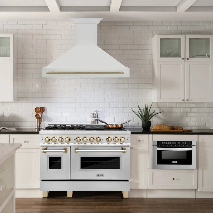 ZLINE 48" Autograph Stainless Wall Range Hood, 8654STZ - 48 - G - Farmhouse Kitchen and Bath