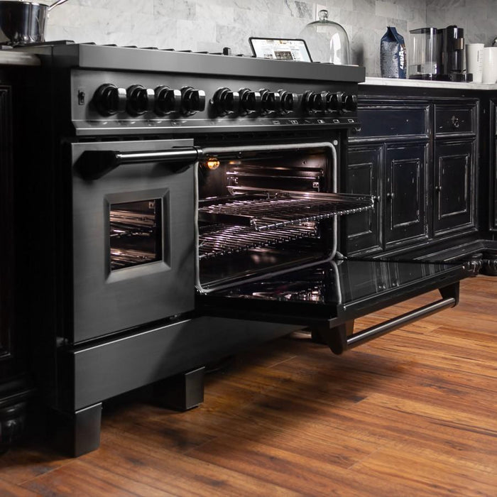 ZLINE 48" Black Stainless, Gas Burner, Electric Oven Range, RAB - 48 - Farmhouse Kitchen and Bath