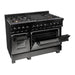 ZLINE 48" Black Stainless, Gas Burner, Electric Oven Range, RAB - 48 - Farmhouse Kitchen and Bath