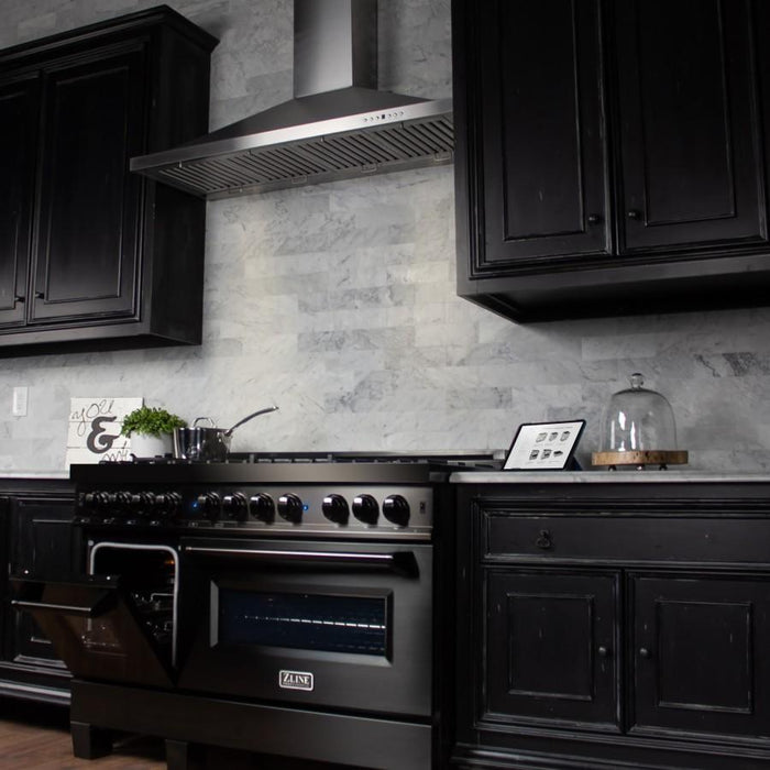 ZLINE 48" Black Stainless, Gas Burner, Electric Oven Range, RAB - 48 - Farmhouse Kitchen and Bath
