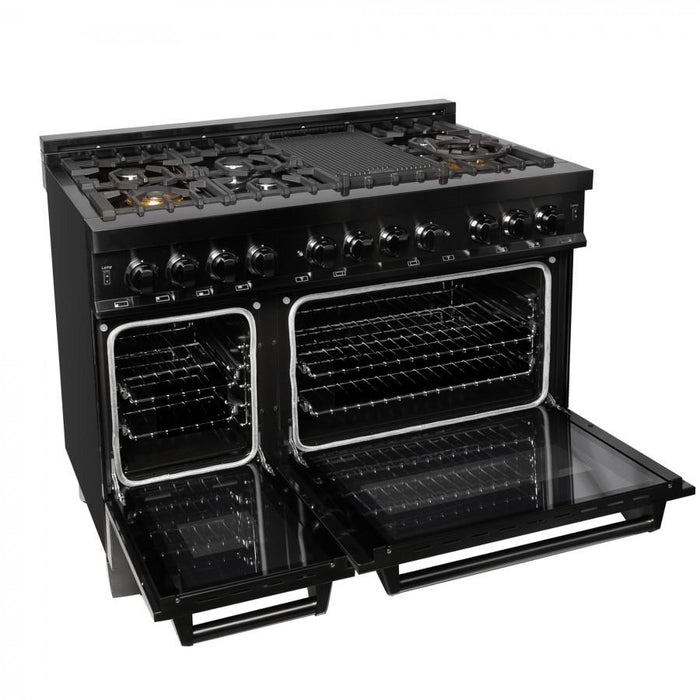 ZLINE 48" Black Stainless, Gas Burner, Electric Oven Range, RAB - 48 - Farmhouse Kitchen and Bath
