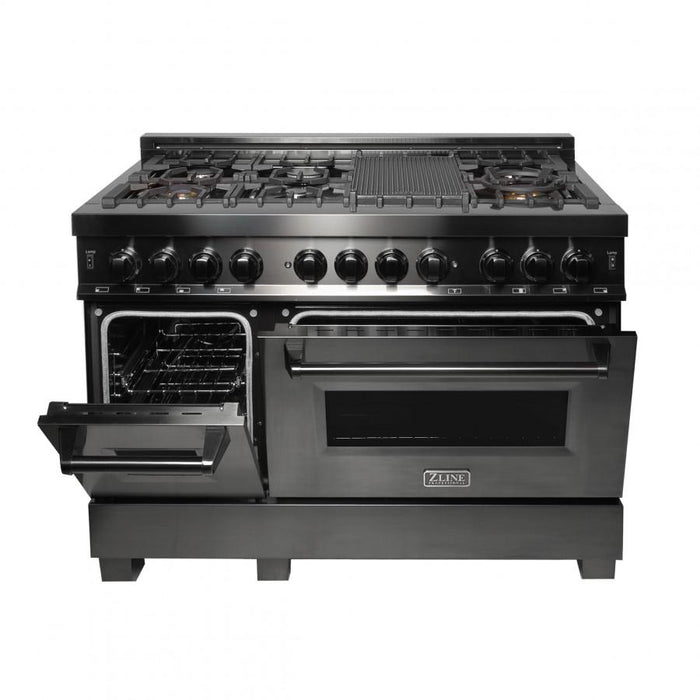 ZLINE 48" Black Stainless, Gas Burner, Electric Oven Range, RAB - 48 - Farmhouse Kitchen and Bath