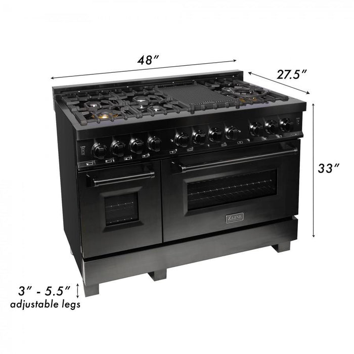 ZLINE 48" Black Stainless, Gas Burner, Electric Oven Range, RAB - 48 - Farmhouse Kitchen and Bath