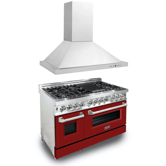 ZLINE 48" Bundle Range RA - RG - 48 & Wall Range Hood KB - 48, 2KP - RARGRH48 - Farmhouse Kitchen and Bath