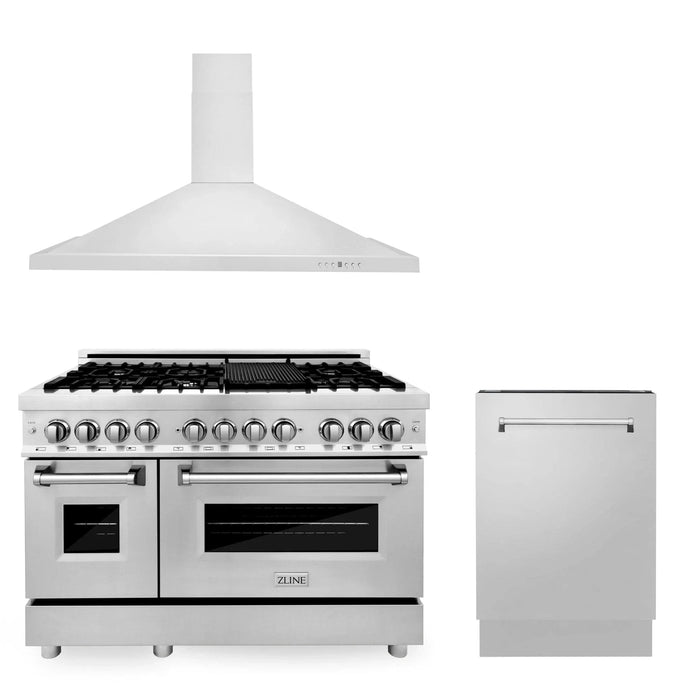 ZLINE 48" Bundled Stainless DualRange RangeHood Dishwasher 3KP - RARH48 - DWV - Farmhouse Kitchen and Bath