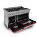 ZLINE 48" Dual Fuel Range in Snow Stainless, Red Gloss Door, RAS - RG - 48 - Farmhouse Kitchen and Bath