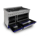 ZLINE 48" Dual Fuel Range Snow Stainless, Blue Matte Door, RAS - BM - 48 - Farmhouse Kitchen and Bath