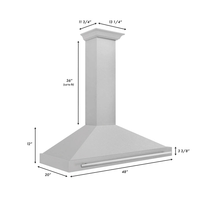 ZLINE 48" Fingerprint Resistant Stainless Steel Range Hood with Stainless Steel Handle KB4SNX - 48 - Farmhouse Kitchen and Bath