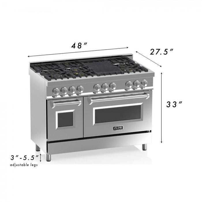 ZLINE 48" Professional Dual Fuel Range with Snow Finish Door, RA - SN - 48 - Farmhouse Kitchen and Bath