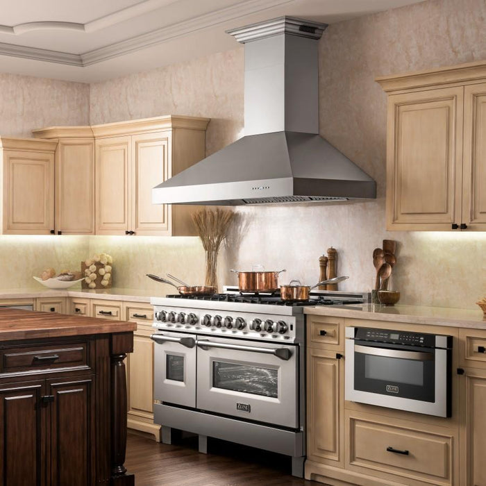 ZLINE 48" Professional Wall Range Hood, Built - in CrownSound® Bluetooth Speakers, 667CRN - BT - 48 - Farmhouse Kitchen and Bath