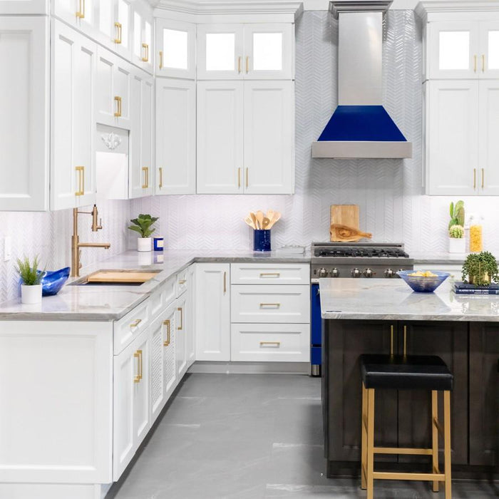 ZLINE 48" Snow Finish Wall Range Hood, Blue Gloss Shell, 8654BG - 48 - Farmhouse Kitchen and Bath