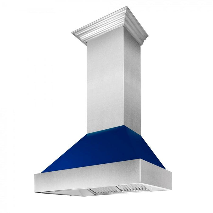 ZLINE 48" Snow Finish Wall Range Hood, Blue Gloss Shell, 8654BG - 48 - Farmhouse Kitchen and Bath