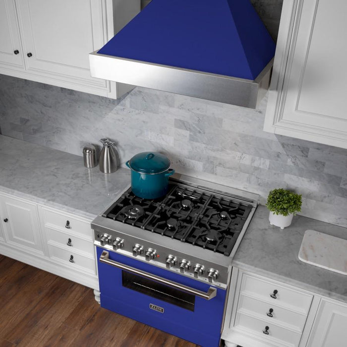 ZLINE 48" Snow Finish Wall Range Hood, Blue Matte Shell, 8654BM - 48 - Farmhouse Kitchen and Bath