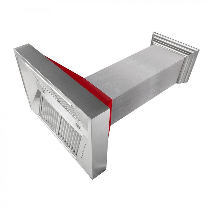 ZLINE 48" Snow Finish Wall Range Hood, Red Gloss Shell, 8654RG - 48 - Farmhouse Kitchen and Bath