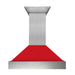 ZLINE 48" Snow Finish Wall Range Hood, Red Matte Shell, 8654RM - 48 - Farmhouse Kitchen and Bath