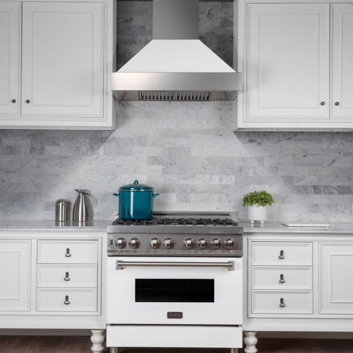 ZLINE 48" Snow Finish Wall Range Hood, White Matte Shell, 8654WM - 48 - Farmhouse Kitchen and Bath