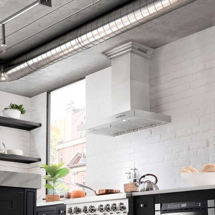 ZLINE 48" Wall Range Hood, Built - in CrownSound® Bluetooth Speakers, KECRN - BT - 48 - Farmhouse Kitchen and Bath