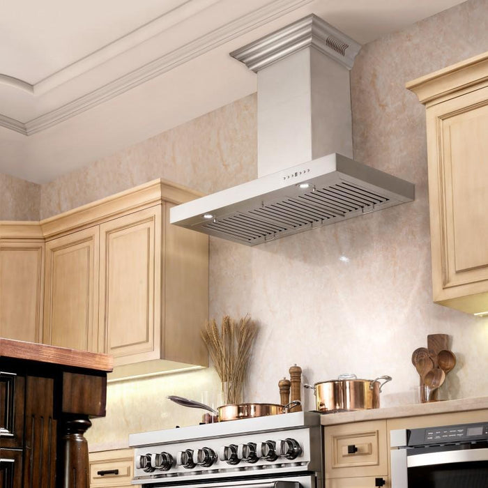 ZLINE 48" Wall Range Hood, Built - in CrownSound® Bluetooth Speakers, KECRN - BT - 48 - Farmhouse Kitchen and Bath