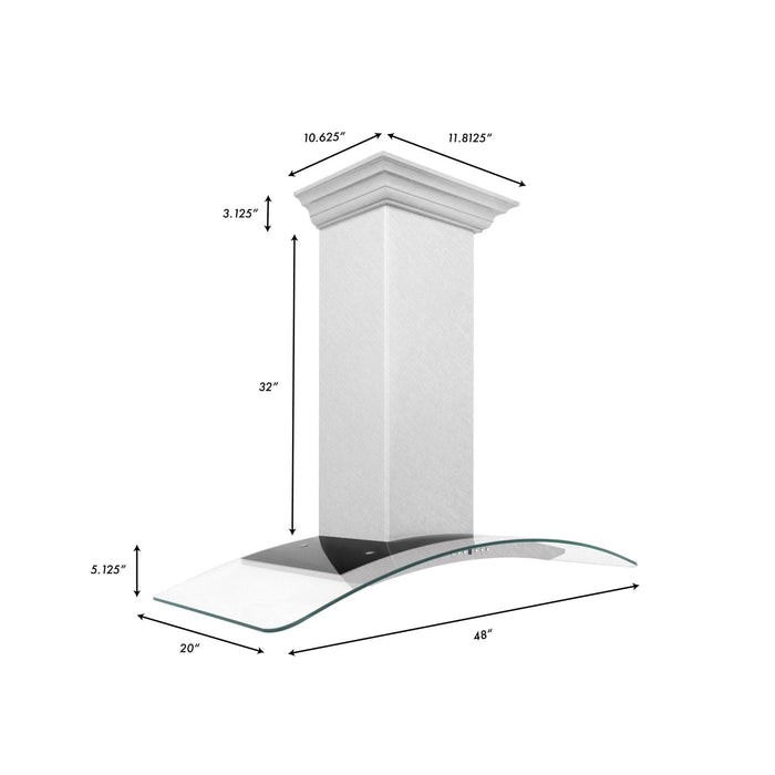 ZLINE 48" Wall Range Hood, Snow Finish Stainless & Glass, 8KN4S - 48 - Farmhouse Kitchen and Bath