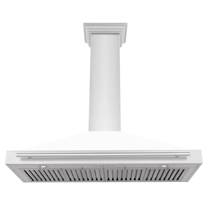 ZLINE 48" White Matte Range Hood, Stainless Steel Handle KB4SNX - WM - 48 - Farmhouse Kitchen and Bath