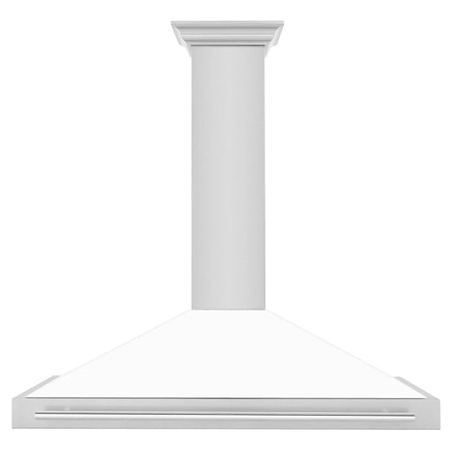 ZLINE 48" White Matte Range Hood, Stainless Steel Handle KB4SNX - WM - 48 - Farmhouse Kitchen and Bath