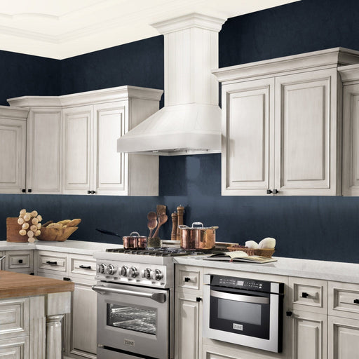ZLINE 48" Wooden Wall Mount Range Hood in Cottage White, KPTT - 48 - Farmhouse Kitchen and Bath