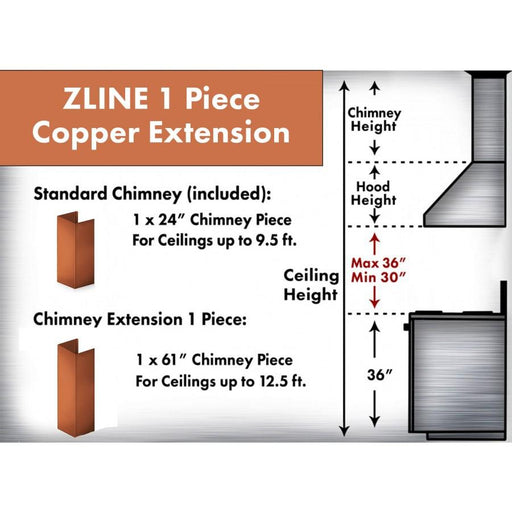 ZLINE 5' Chimney Extension for Ceilings up to 12.5', 8667C - E - Farmhouse Kitchen and Bath