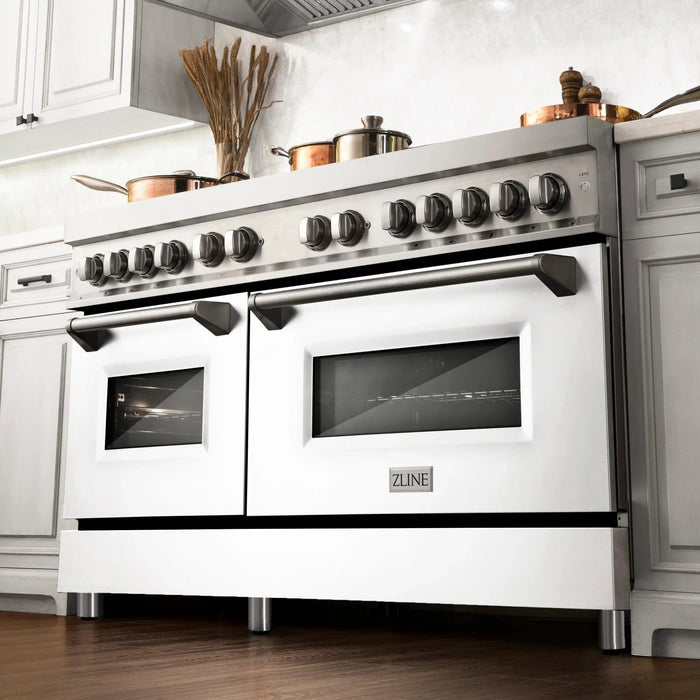 ZLINE 60" 7.4 cu. ft. Dual Fuel Range with Gas Stove and Electric Oven in Stainless Steel and White Matte Door, RA - WM - 60 - Farmhouse Kitchen and Bath